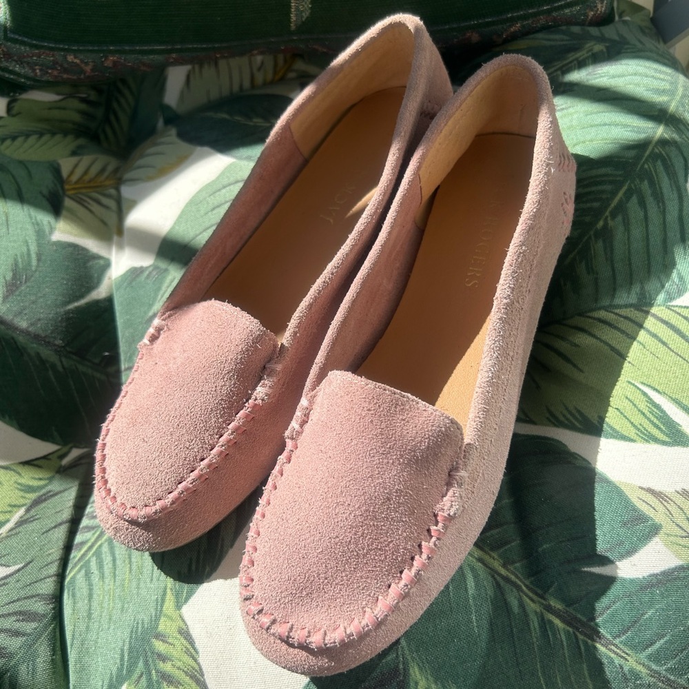 JACK ROGERS Light Pink Suede Loafers